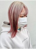 ダブルカラーピンクベージュケアブリーチハイトーン髪質改善