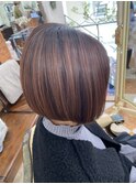 白髪ぼかしショートボブ