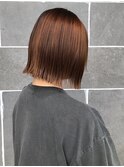 切りっぱなしボブ　似合わせカット　ブラウンカラー　外ハネボブ