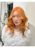 オレンジカラー×レイヤーカット×ブリーチカラー×ケアブリーチ