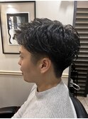 爽やかアップバング＋ゆるめパーマ