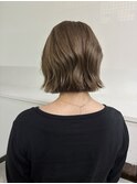 切りっぱなしボブ外ハネ外国人風ボブブラウンカラー前髪なし