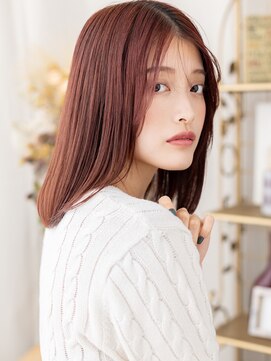 カバーヘア ブリス 戸田公園西口店(COVER HAIR bliss) センターパート艶髪切りっぱなしミディa戸田公園20代30代40代