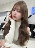 ヘーゼルベージュブリーチなしダブルカラー透明感くびれ巻き