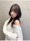 韓国ロングハッシュレイヤー/地毛風カラー