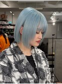 ツヤツヤ水色ボブ【町田】