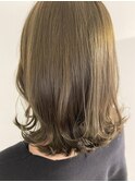 ブリーチなしWカラー・オリーブベージュ・ローレイヤーミディ