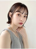 イメチェンフェミニンシースルーバング外はねボブ
