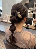 ポニー編み下ろしヘア