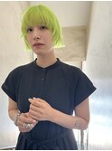 【lime green】ケアブリーチ_ミニボブ_マッシュバング_グリーン
