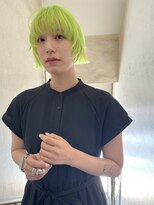 ソイ 下北沢(soi)&nbsp;【lime green】ケアブリーチ_ミニボブ_マッシュバング_グリーン