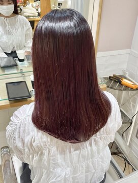 ネオリーブ チロル 横浜西口店(Neolive CiroL.) ピンクブラウン　暖色カラー 艶髪 ロング 切りっぱなし