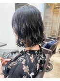 コテ巻き風デジタルウェーブパーマボブ
