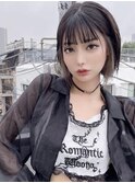 切りっぱなしボブ/イヤリングカラー/インナーカラー/韓国ヘア