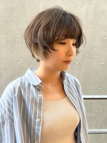 マイラ 銀座(myla) イヤリングハイライトカラーくびれヘアアプリコットオレンジボブ