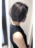 ダークグレージュハイライトショートボブ デザイン1