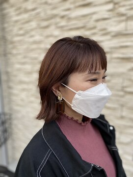 ハール ヘア スタジオ(haar HAIR STUDIO) ピンクベージュ　外ハネボブ　ショートウルフ