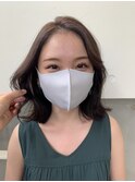 グレージュくびれミディアムヘア顔周り2wayバング韓国風甲府