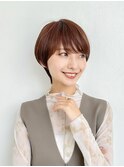 大人可愛い/30代40代50代/丸みショートマッシュショートベージュ