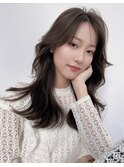 韓国風艶カラーロングレイヤー透明感暗髪大人可愛い