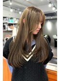 ブリーチなしダブルカラーレイヤーカットミルクティーベージュ
