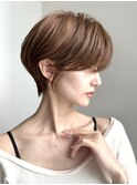丸みショート・ボブ/丸顔/前髪あり/絶壁解消/40代/30代/長め