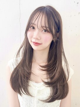 ビーチ(BEACH) 黒髪/レイヤーカット/韓国ヘア/小顔/前髪長め/オリーブグレー