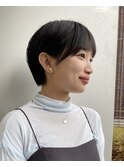 丸みショートシースルーバングくびれボブマッシュショート