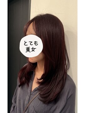 リアン 横須賀中央店(Lien) レイヤーカット　ワインレッド　髪質改善