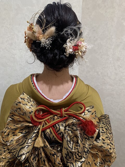 金粉・水引・ヘアアレンジ！成人式ヘアセット