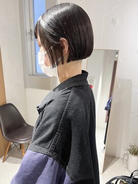 ラミエ バイ メルト 吉祥寺(lamie by melt) "久保田"あご上ミニボブストレートパーマ艶髪ワイドバング