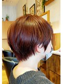 髪質改善/白髪ぼかしオレンジブラウン/マッシュショート/札幌