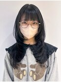 美髪顔周りレイヤーくびれヘア_ba500402