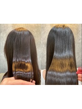 こだわりの薬剤で、毛先までしっとりまとまるサラツヤ髪に☆真っ直ぐ過ぎないナチュラルな仕上がりが大好評