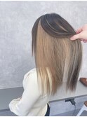 くびれヘアアプリコットオレンジハイライトカラー大津瀬田