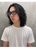 ロングウルフ×ミックスリバースパーマ