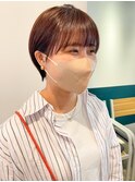 耳かけショート×ほんのりオレンジベージュ