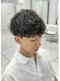 波巻きパーマ ツーブロック メンズマッシュ