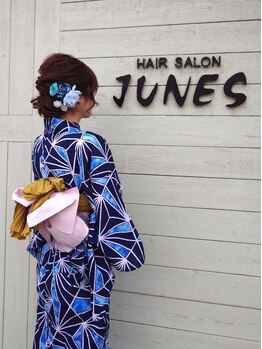 美容室 ジュネスの写真/【東区/駐車場5台】〈お祭り☆〉浴衣着付クーポン♪ヘアセット付き¥4950◇浴衣の着付けはお任せください♪