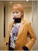 【近藤真帆】ペールオレンジ 外ハネボブ　ハイトーンカラー