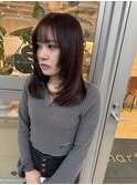 レイヤーカット　可愛い周りレイヤー　ミディアムストレート