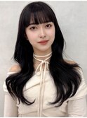 韓国ヘアハッシュカットふんわりミディアムココアブラウン艶髪