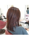 30代40代大人かわいいミディアムウルフ/ブラウン/レイヤー