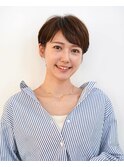 大人ショートボブ丸みショートカットマッシュショート前髪あり