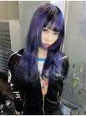 ブルーパープル×ブラックデザイン/シャギーレイヤー