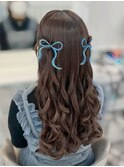 髪リボンハーフツイン☆