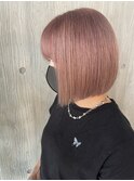 切りっぱなしボブ×ピンクミルクティー