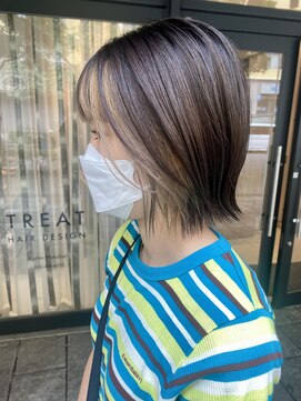 トリート 海浜幕張店(TREAT) 切りっぱなしボブ インナーカラー
