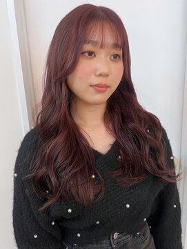 パーク 福岡天神西通り店(parc) チェリーレッド 顔周りカット ブリーチなし チェリーブラウン