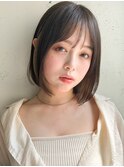くびれヘア美髪薄めバングモテ髪チェリーブラウンうるツヤ